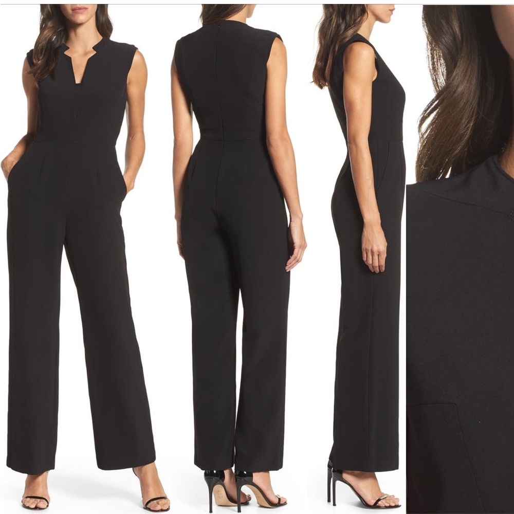 Tahari Crepe Notch Neck Jumpsuit NWT